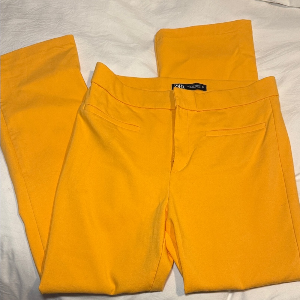 Zara Women's Vibrant Yellow Straight Leg Pants